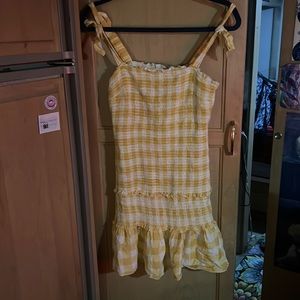 strechy yellow gingham summer dress